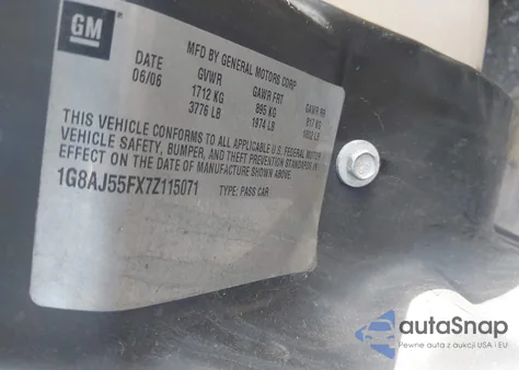 2007 Saturn Ion 2 from USA, damaged, VIN 1G8AJ55FX7Z115071